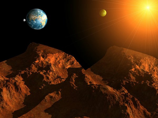 Планета Марс и земля