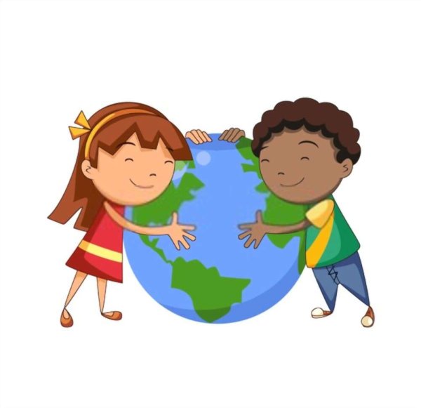 Мальчик и девочка обнимают планету