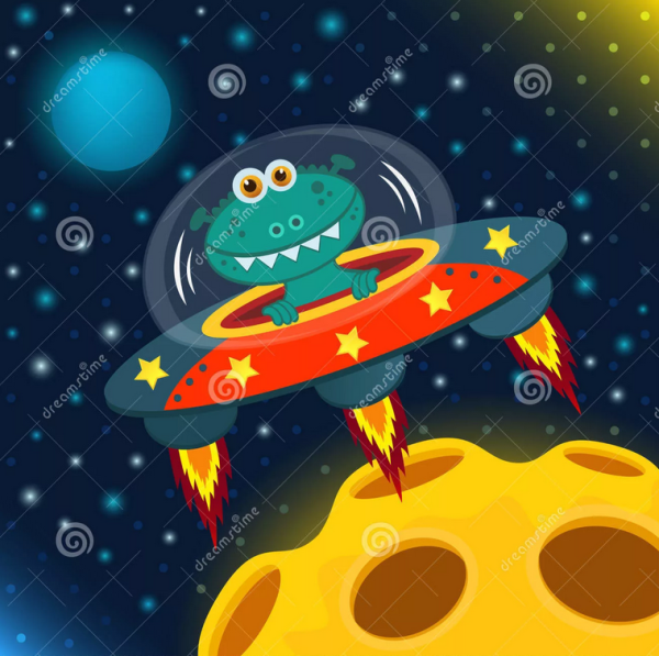 Летающая тарелка в космосе для детей