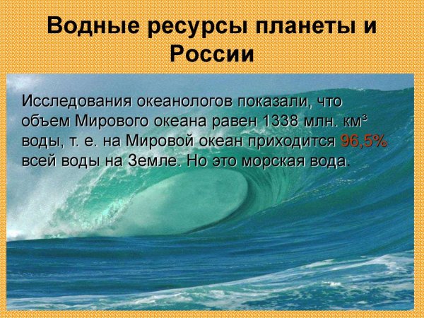 Водные богатства планеты