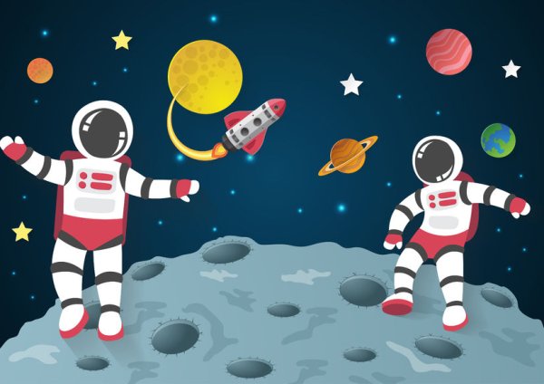 Космонавт в космосе рисунок для детей