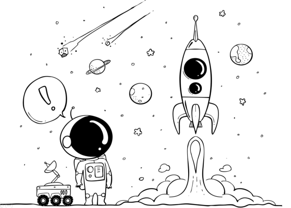 Рисунок на тему космос черно-белый рисунок