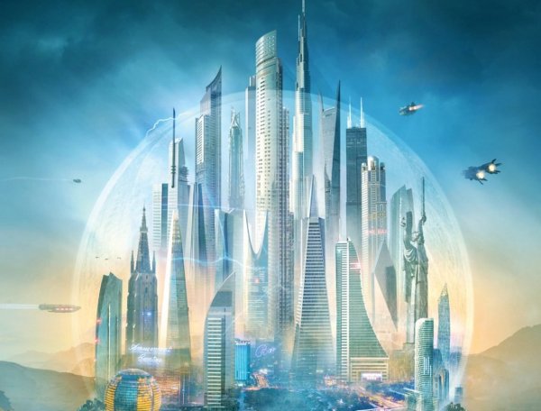 Город купол scifi концепт Art