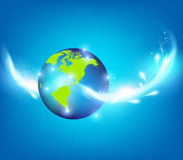 Планета земля на голубом фоне