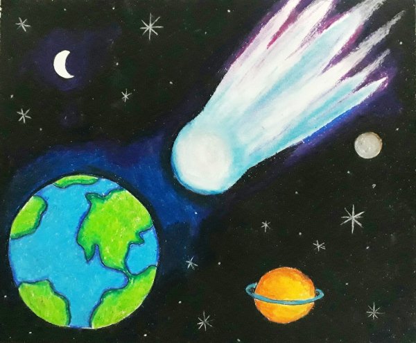 Космос рисунок гуашью