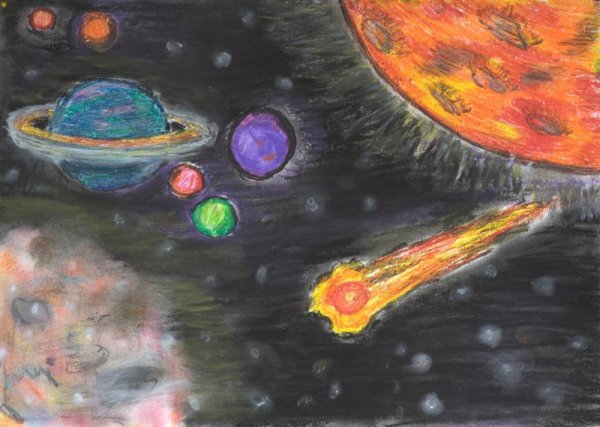 Детский рисунок космос