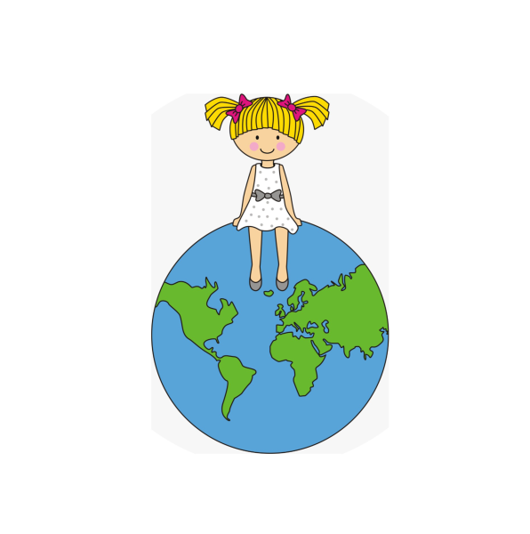 Девочка на земном шаре рисунок