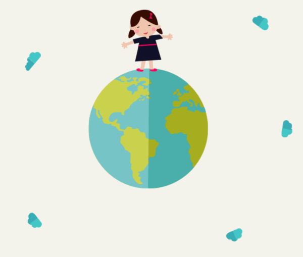 Человек идет по земному шару