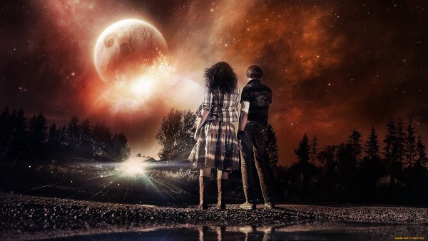 Парень и девушка космос