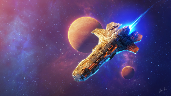 Космический корабль в космосе