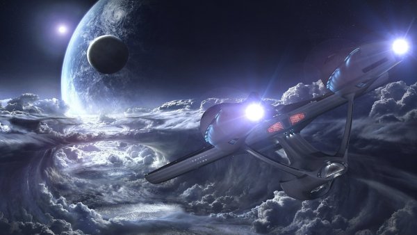 Космический корабль в космосе