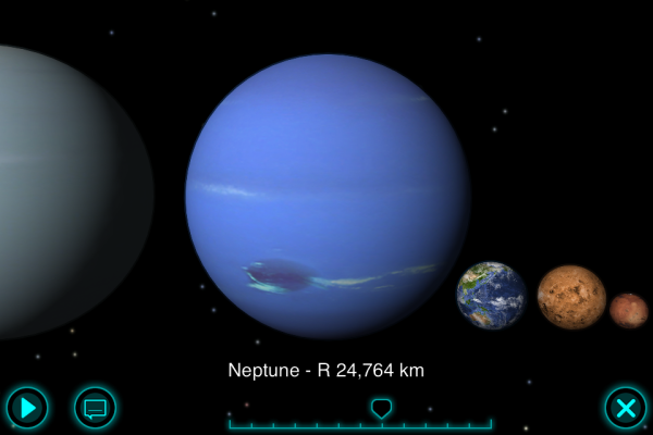 Уран и Нептун и земля