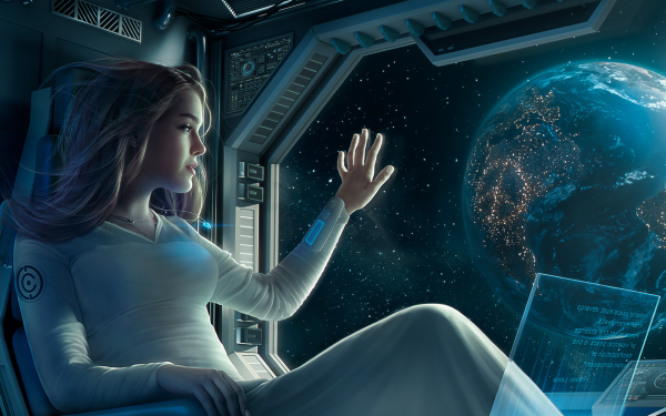 Девушка на космическом корабле