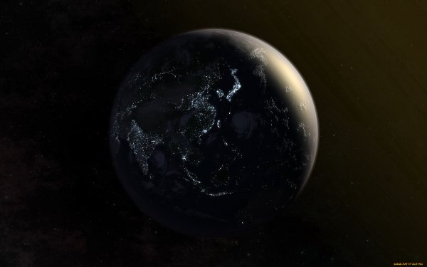 Планета на черном фоне