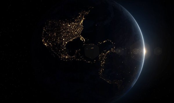 Планета ночью из космоса