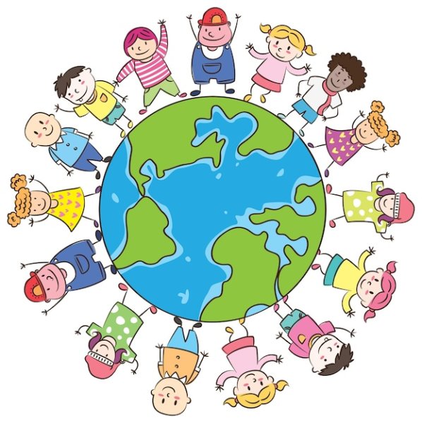 Дети вокруг глобуса