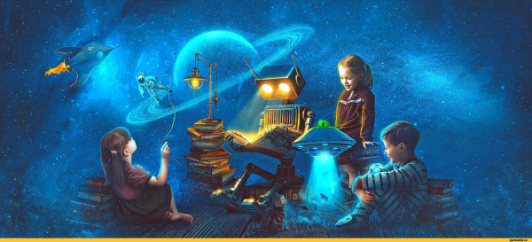 Ребенок мечтает о космосе