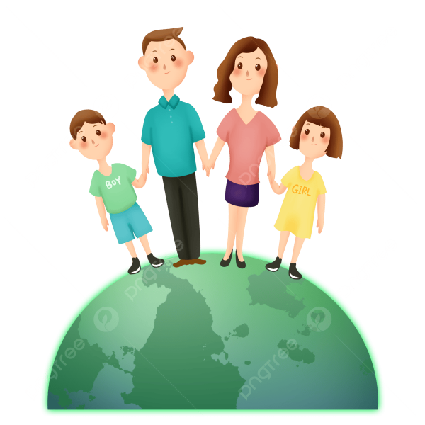 Семья на земном шаре