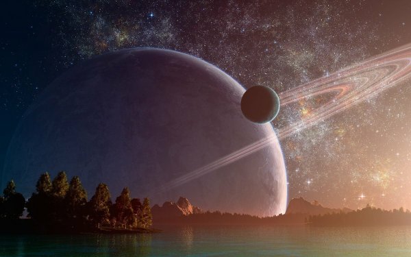 Космическое небо с планетами