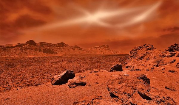 Марс поверхность планеты с марсоходом