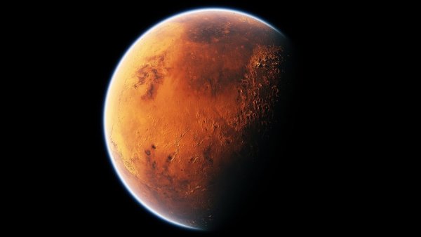 Планета Марс с подписью