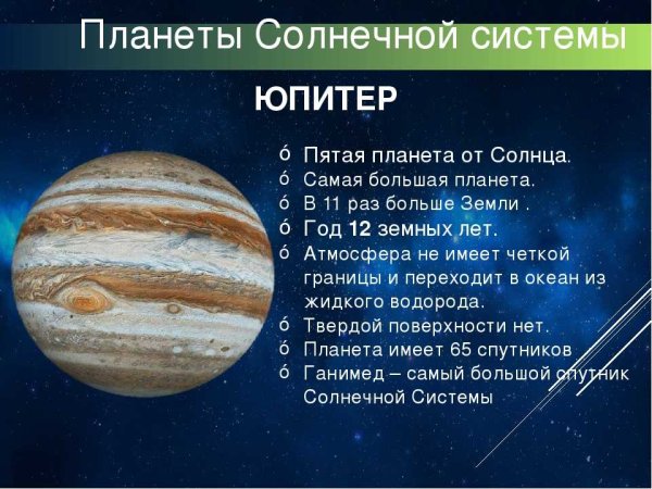 Юпитер характеристика планеты