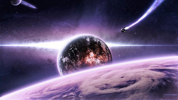 Космический корабль в космосе