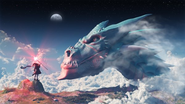 Дракон в небе арт