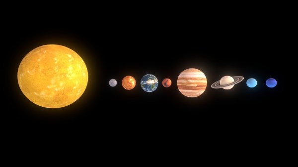 Планеты солнечной системы в ряд