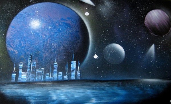 Фантастический пейзаж на тему космос