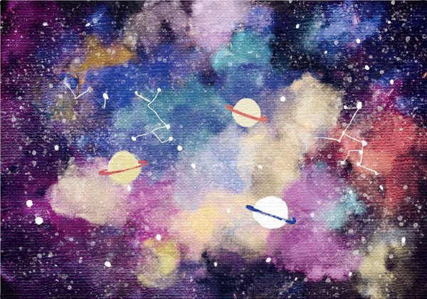 Космос звезды акварель