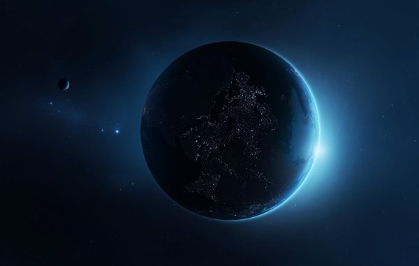 Планета на черном фоне