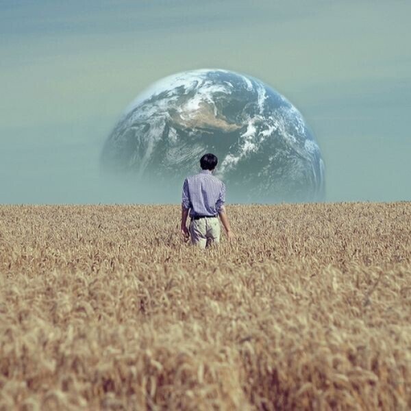 Человек идет по полю