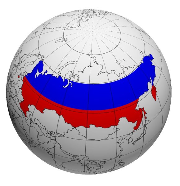 Территория России на глобусе