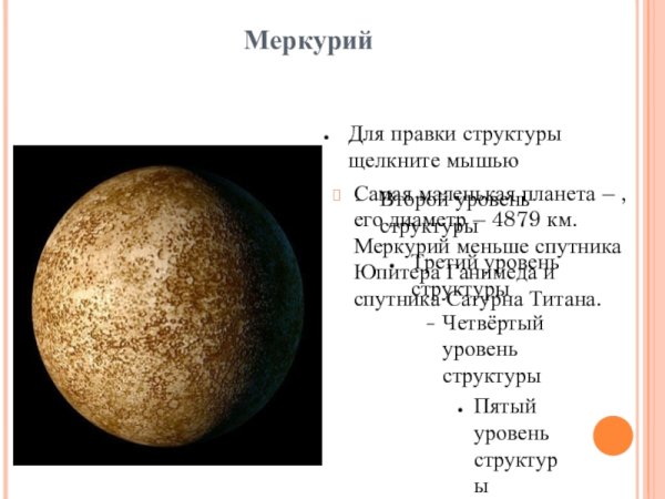 Меркурий самая маленькая Планета солнечной системы