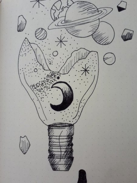 Космос рисунок карандашом