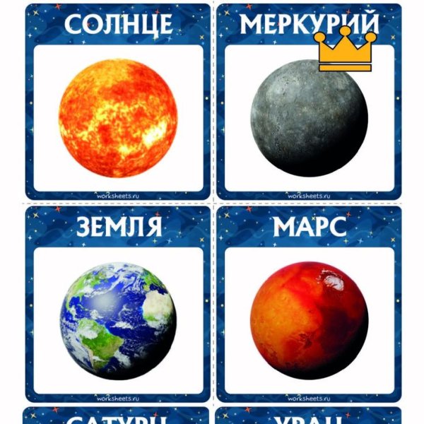 Карточки планет для детей