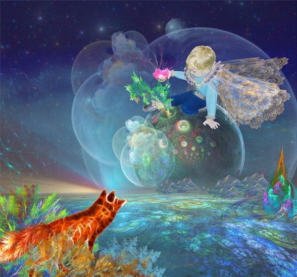 Маленький принц и Лис на планете