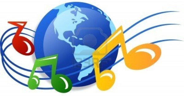 Земной шар с музыкальными инструментами