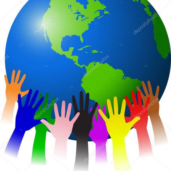 Глобус в руках разноцветный