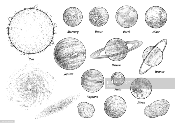 Планеты солнечной системы карандашом