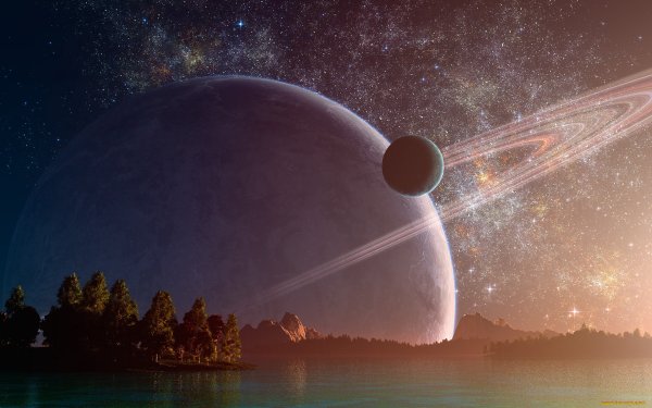 Космическое небо с планетами