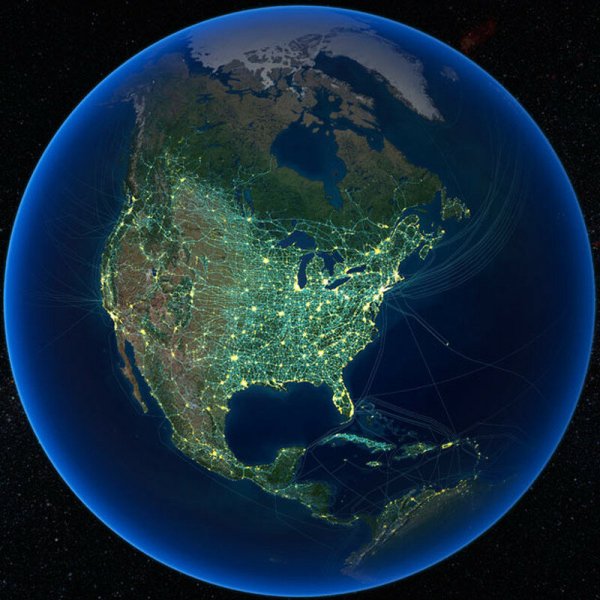 Северная Америка снимок из космоса