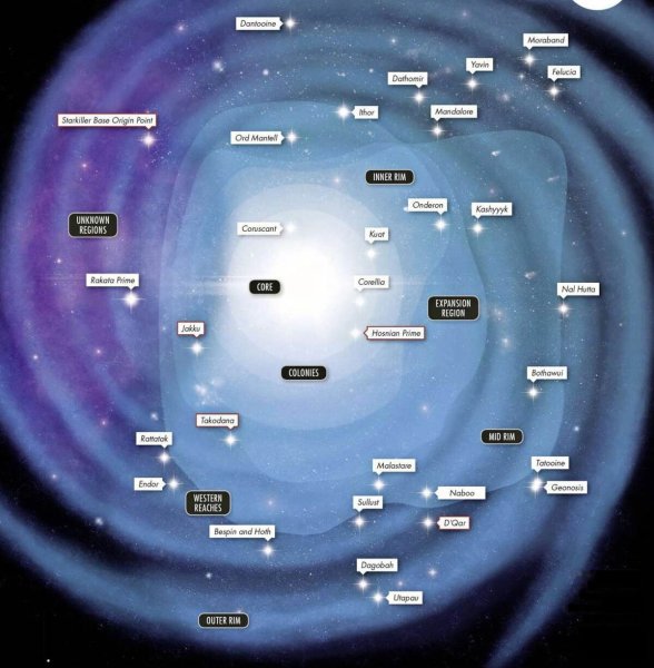 Карта Галактики Звездных войн внешнее кольцо