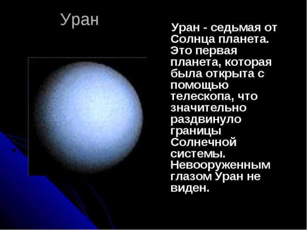 Планеты солнечной системы Уран описание