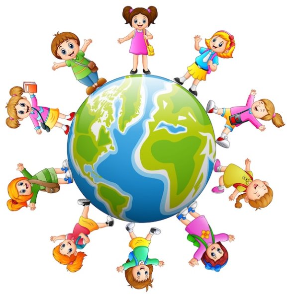 Глобус и люди вокруг