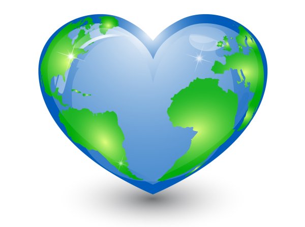 Планета земля в виде сердца