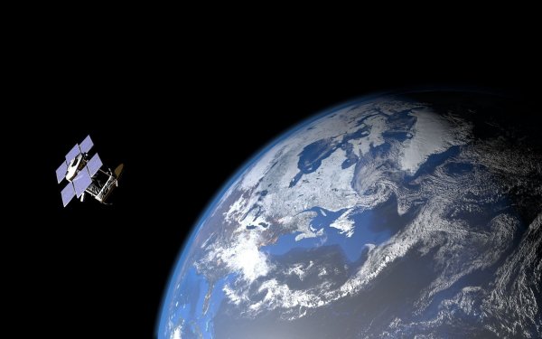 Земля из космоса со спутниками