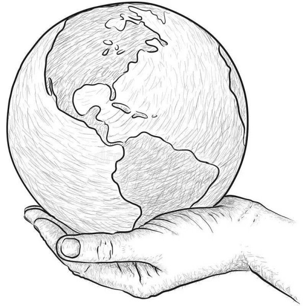 Планета в руках карандашом