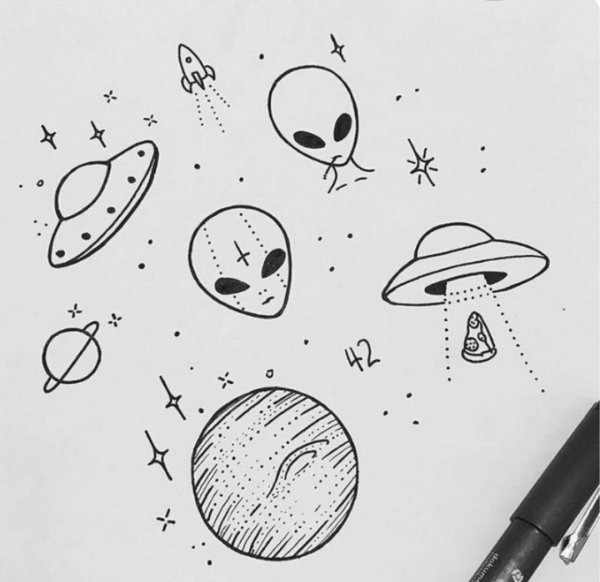 Космос картинки для срисовки карандашом